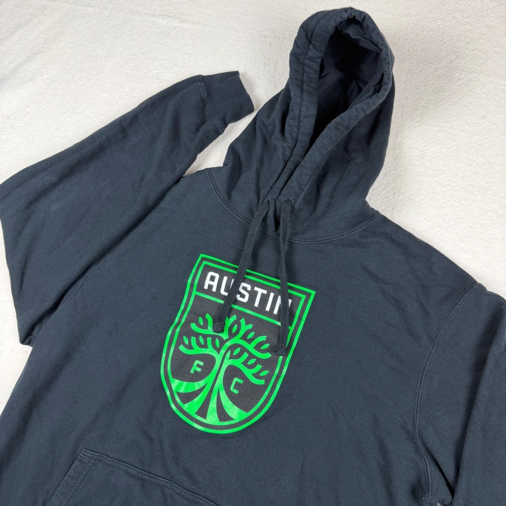Fanatics‎ Austin FC MLS Soccer Hoodie Mens Large Black Green Pullover Sweatshirt